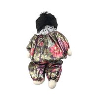 Vintage Floral Satin Miniature Clown Doll