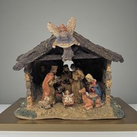 Vintage Illuminated Resin Nativity Grotto