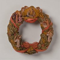 Vintage Hand-Painted Ceramic Nativity Wreath