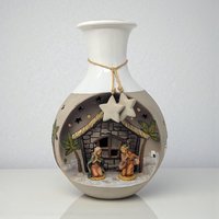 Vintage Roman Ceramic Light-Up Nativity Vase
