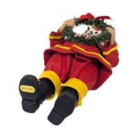 Vintage Fabriché Fireman Santa with Dog Bone Wreath