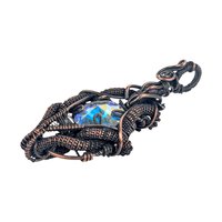 Handmade Iridescent Rivoli Copper Wire Wrapped Pendant