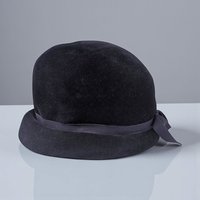 1950s Firenze Blue Wool Felt Cloche Hat with Ribbon