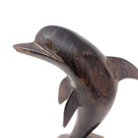 1970s Hand Carved Desert Ironwood Dolphin Sculpture on Natural Base