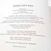 1991 'Peter Can't Wait' by Carol Therese Plum Softcover Book