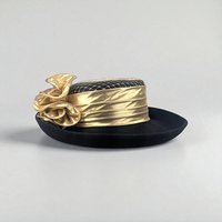 Vintage Sonni San Francisco Black and Gold Wool Ladies Hat