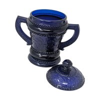 Vintage Cobalt Blue Glass Sugar Bowl