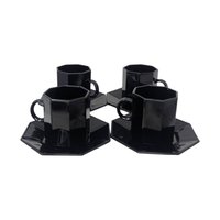 Vintage Arcoroc Octime Black Glass Coffee Set