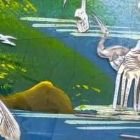 Vintage Asian Mother of Pearl Inlay Crane Panel