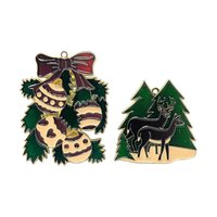 Vintage Mixed Media Bow and Reindeer Ornament Set