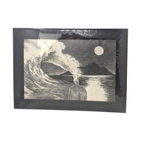 Surrealist Moonlit Seascape Original Pencil Drawing