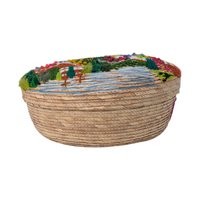 Vintage Guadalajara Embroidered Wicker Covered Bowl