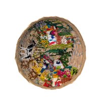 Vintage Guadalajara Embroidered Wicker Covered Bowl