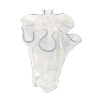 Vintage Muurla Clear Ruffled Freeform Art Glass Vase