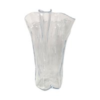 Vintage Muurla Clear Ruffled Freeform Art Glass Vase