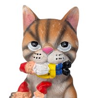 Vintage Resin Cat and Gnomes Figurine