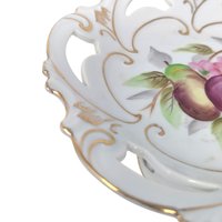 Vintage Reticulated Porcelain Fruit Pedestal Dish