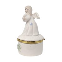 Vintage Ceramic Angel with Harp Trinket Box
