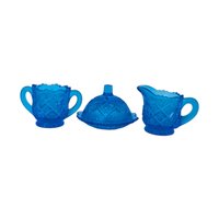 Westmoreland Blue Toy Sugar, Creamer and Butter Set