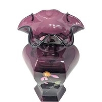 Fenton Mulberry Hand Painted Vase – Vintage Floral Art Glass Decorative Piece