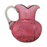 Antique Cranberry Glass Pitcher – Victorian Hand Blown Art Glass Tableware