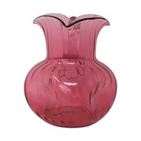 Antique Cranberry Glass Pitcher – Victorian Hand Blown Art Glass Tableware