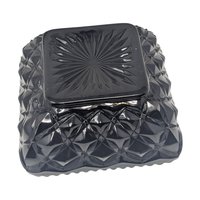 Vintage Depression Era Diamond Block Black Glass Bowl