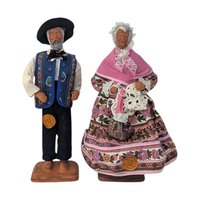 Vintage Santons Yolande France Clay Figure Pair