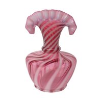 Fenton Pink Swirl Opalescent Vase – Vintage Ribbed Art Glass Floral Decor