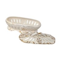 Vintage Ivory and Gold Reticulated Trinket Dish