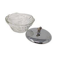 Vintage Glass Vanity Dish with Silver Lid