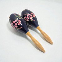 Vintage Handpainted Floral Wooden Maracas