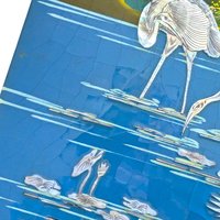 Vintage Asian Mother of Pearl Inlay Crane Panel