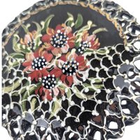 Vintage Hand Painted Clay Floral Ornament