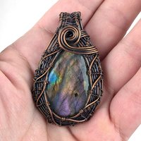 Handmade Labradorite Copper Wire Wrapped Pendant