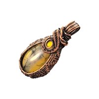 Handmade Dragon's Vein Agate Copper Wire Wrapped Pendant
