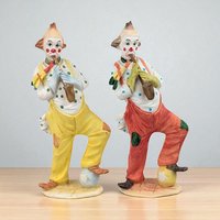 Pair of Vintage Mid-Century Style Resin Musical Clown Figurines