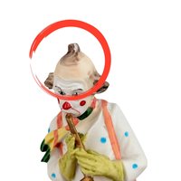 Pair of Vintage Mid-Century Style Resin Musical Clown Figurines