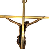 Vintage 10-Inch Gold Tone Metal Wall Crucifix INRI