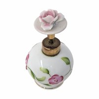 Vintage I. W. Hand Painted Bone China Perfume Bottle Embossed Pink Rose