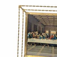 Vintage Last Supper Print In Ornate Gold Tone Twisted Metal Frame