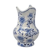 Vintage Andrea by Sadek Hand Painted Blue and White Floral Ceramic Pitcher