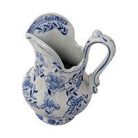 Vintage Andrea by Sadek Hand Painted Blue and White Floral Ceramic Pitcher