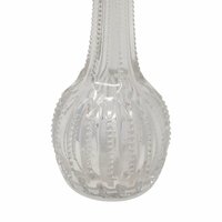 Antique Ribbed Glass Perfume Bottle with Floral Silver Tone Cap