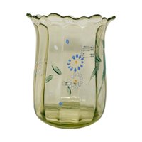 Antique Beaumont Glass Hand Painted Green Uranium Glass Vase