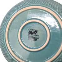 1990s Coche Stoneware Bowl Portugal – Teal Embossed Serving Dish