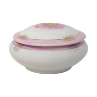 1950s Pink Porcelain Trinket Box Round – Mid-century Shabby Chic Vanity Decor Gift