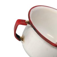 Vintage White Enamel Roaster Pan and Cups