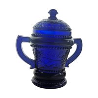 Vintage Cobalt Blue Glass Sugar Bowl