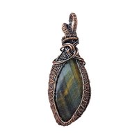 Handmade Tiger's Eye Copper Wire Wrapped Pendant